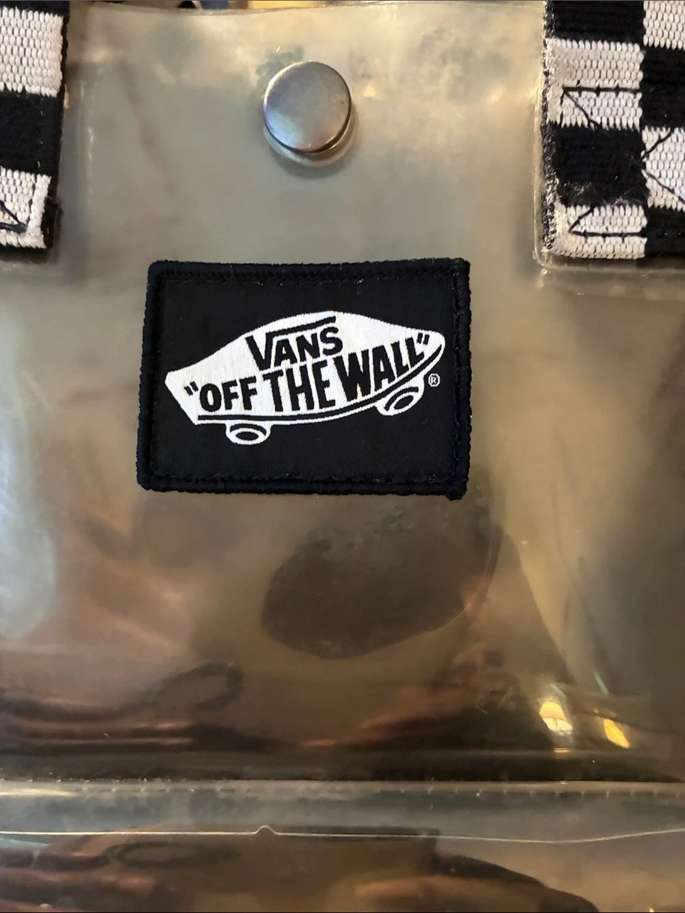Vans Clear PVC Backpack with Black Checker Trim-Zipper, VN000H4ZCLR